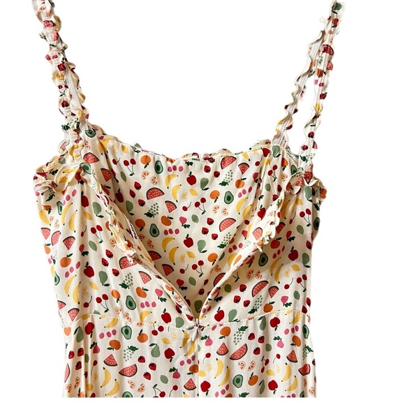 REFORMATION Tancy Fruit Print Midi Dress in Color cream - Picture 4 of 10